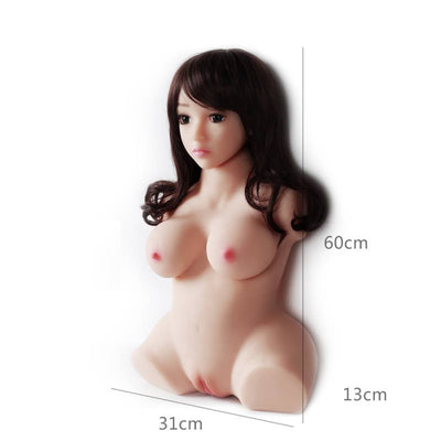 Torso Realistico Real Doll in TPE con Seno Abbondante | Capelli Castani