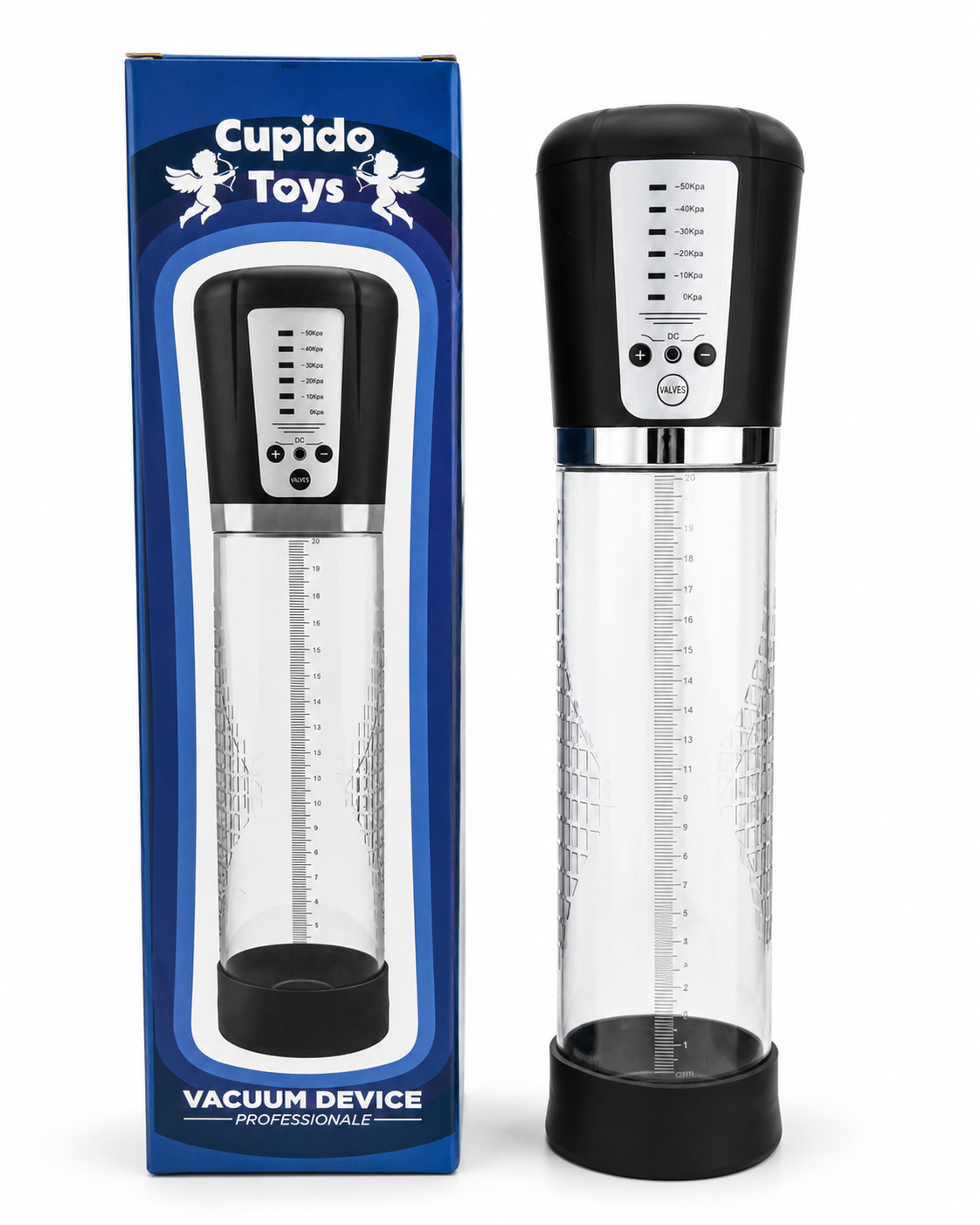 Pompa Pene Elettronica Cupido Toys Vacuum Device — Nero e Trasparente