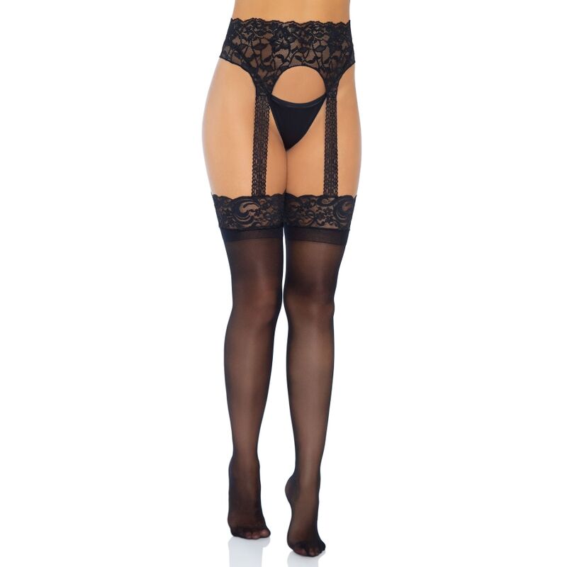 Reggicalze con Calze Opache Leg Avenue — Pizzo, Taglia Unica