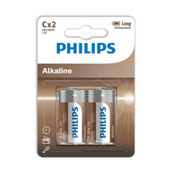 Batterie Alcaline C LR14 Philips — 2 Unità