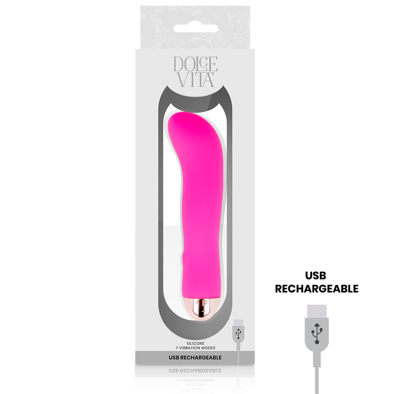 Vibratore Ricaricabile Dolce Vita — Silicone, 7 Velocità, Rosa