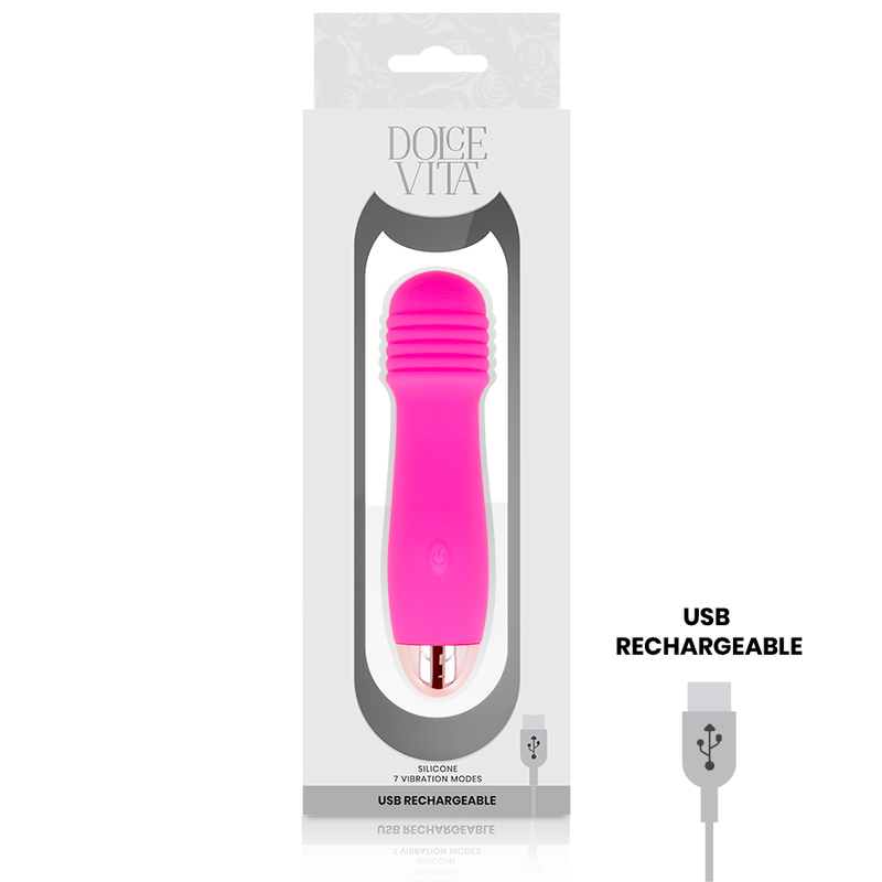 Vibratore Ricaricabile Dolce Vita Tre — Silicone, 7 Velocità, Rosa