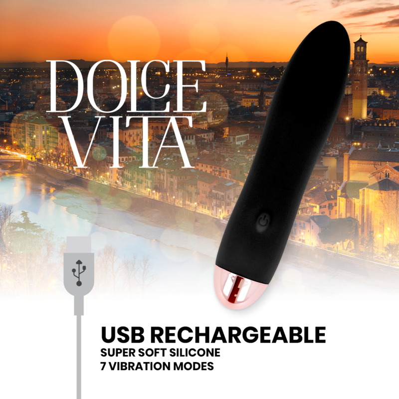 Vibratore Ricaricabile Dolce Vita Quattro — 7 Velocità, Nero