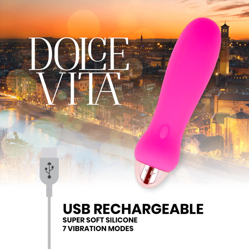 Vibratore Ricaricabile Dolce Vita Cinque — Silicone, 7 Velocità