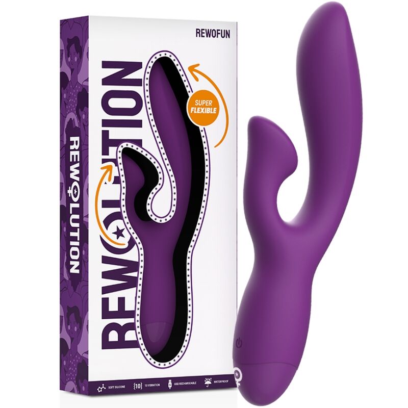 Vibratore Rabbit Flessibile Rewolution Rewofun — Doppio Motore