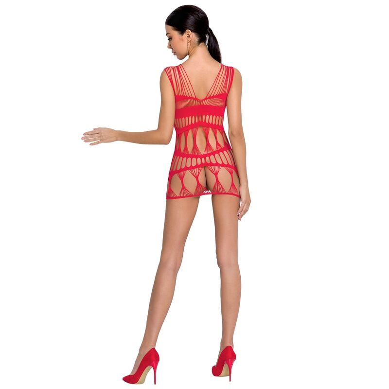 Bodystocking Rete con Pizzo Passion BS089 — Rosso, Taglia Unica
