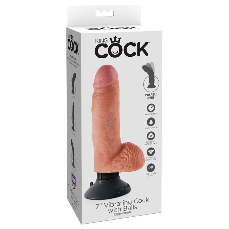 Dildo Realistico Vibrante con Testicoli King Cock — 18 cm