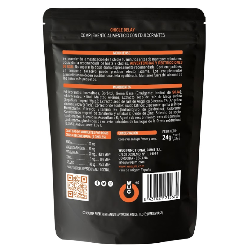 Ritardante Eiaculazione Precoce Wug Sex Sense Delay — 10 Gomme