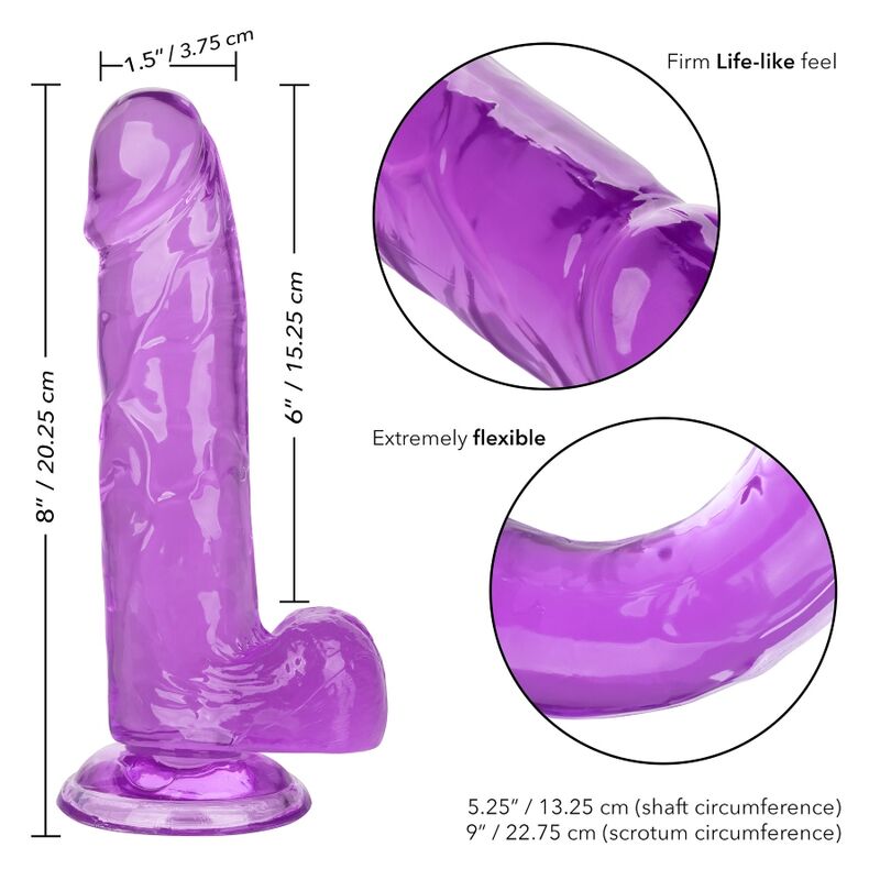 Dildo Realistico con Ventosa Calexotics Queen — 15 cm, Viola