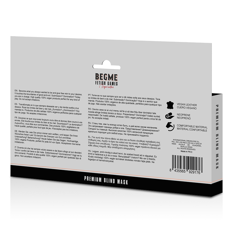 Benda per Occhi BDSM Begme Black Edition — Pelle Vegana