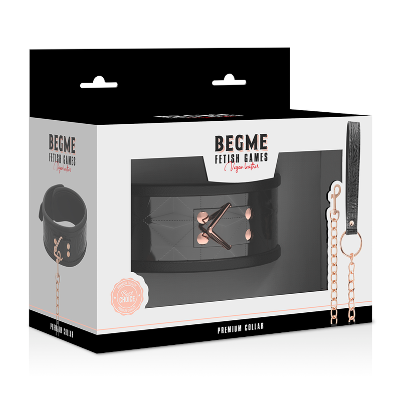 Collare BDSM in Pelle Vegana Begme Black Edition — Nickel Free