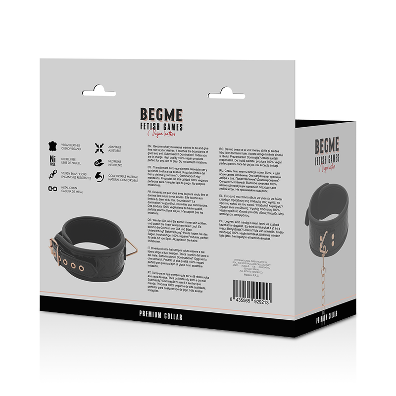 Collare BDSM in Pelle Vegana Begme Black Edition — Nickel Free