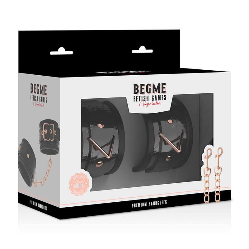 Manette BDSM in Pelle Vegana Begme Black Edition — Nickel Free