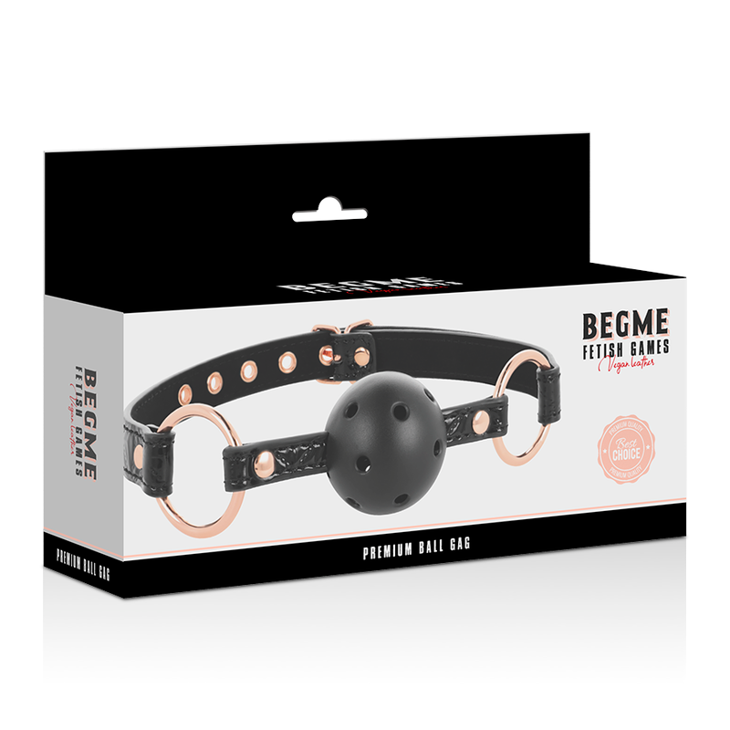 Bavaglio BDSM Vegan in Pelle Begme Black Edition — Ball Gag