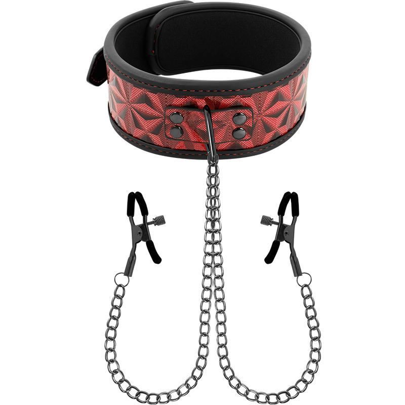 Collare BDSM con Morsetti Capezzoli Begme Red Edition — Neoprene