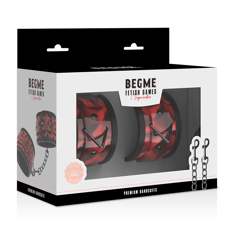 Manette BDSM in Pelle Vegana Begme Red Edition — Fodera Neoprene
