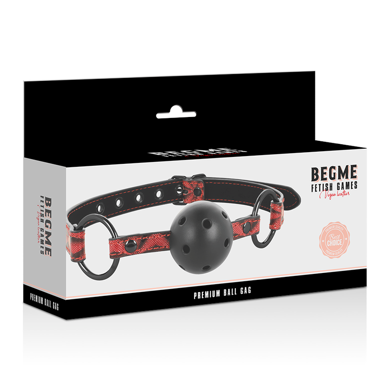 Bavaglio BDSM in Pelle Vegana Begme Red Edition — 4 Fori