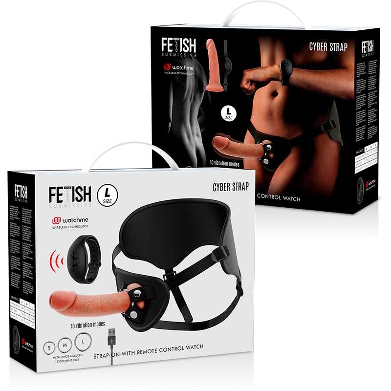 Imbracatura Strap-On con Dildo Fetish Submissive Cyber Strap — Taglia L