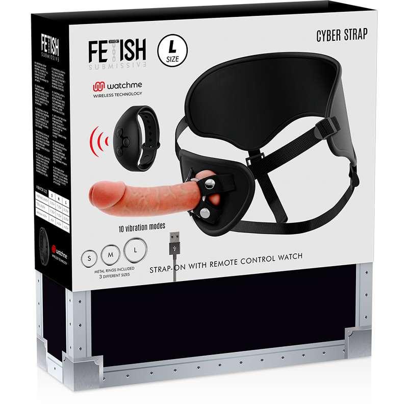 Imbracatura Strap-On con Dildo Fetish Submissive Cyber Strap — Taglia L