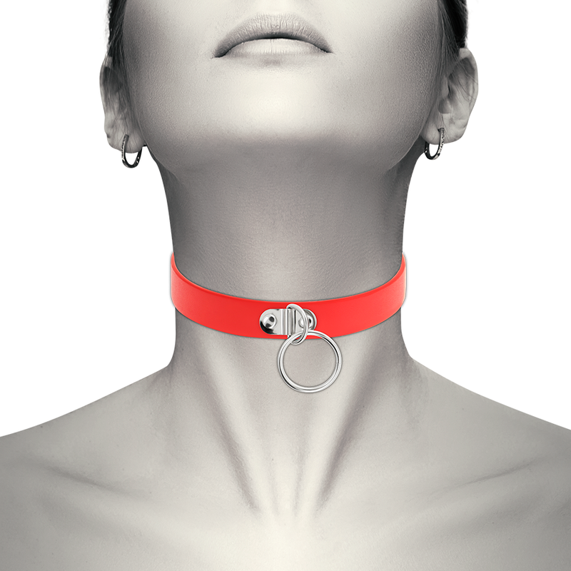Collare BDSM in Pelle Vegana Coquette Chic Desire — Rosso