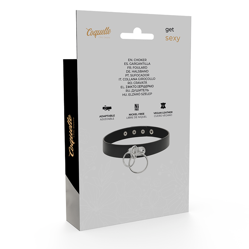 Collare BDSM in Pelle Vegana Coquette Chic Desire — Doppio Anello
