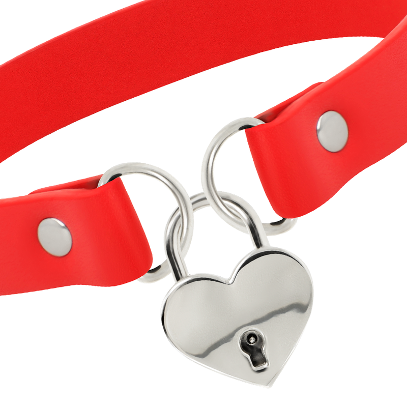 Collare BDSM in Pelle Vegana Coquette Chic Desire — Rosso, 40 cm