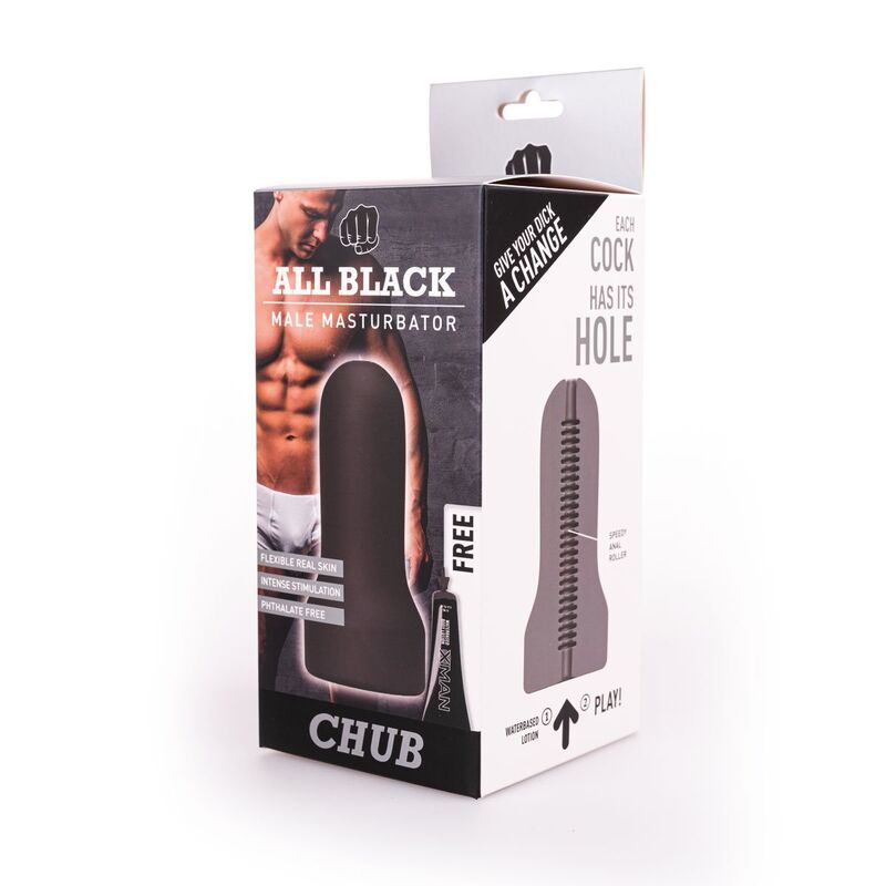 Masturbatore Maschile All Black Loop 2 — 17 cm, Interno Increspato