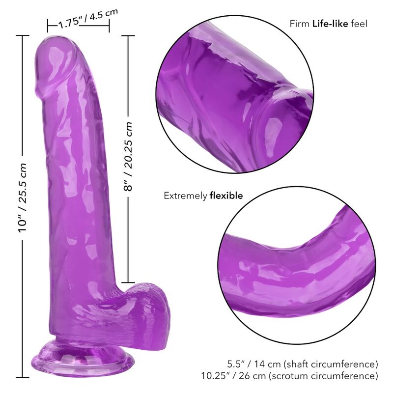 Dildo Realistico per Imbracatura Calexotics Size Queen — 20 cm, Viola