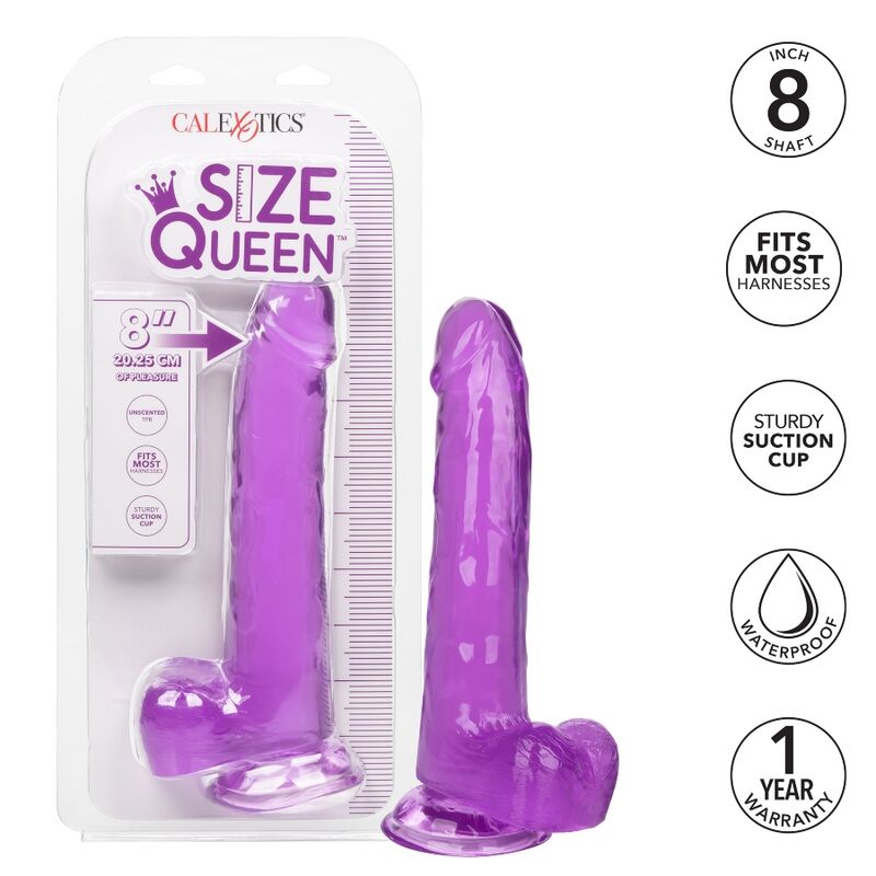 Dildo Realistico per Imbracatura Calexotics Size Queen — 20 cm, Viola