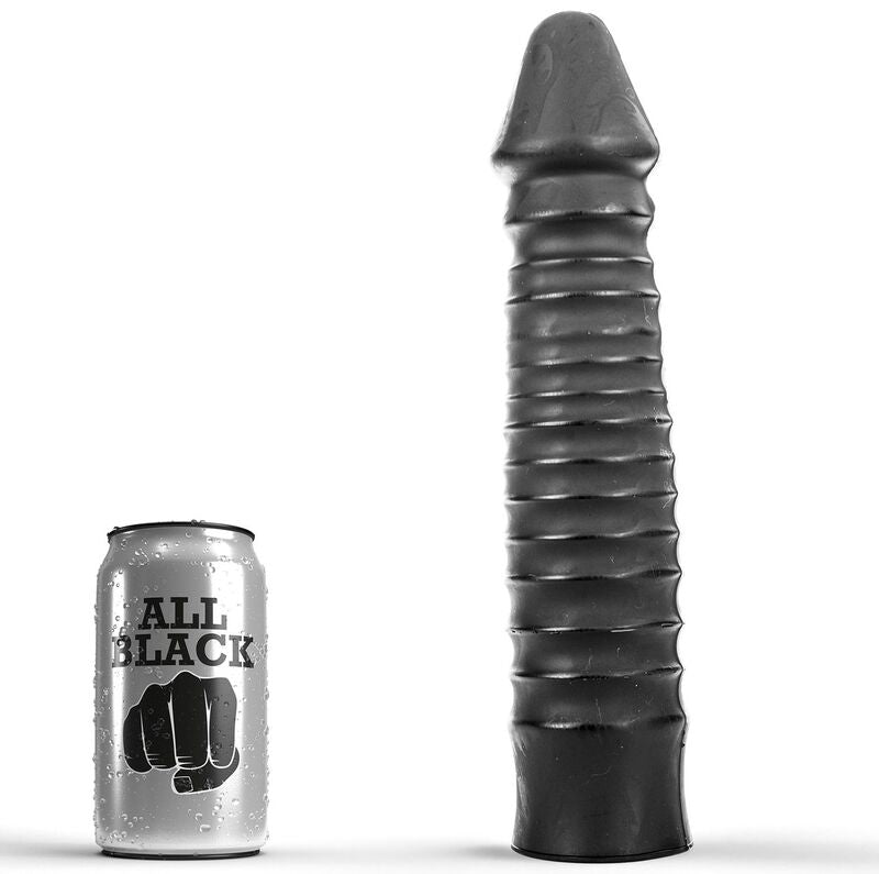 Dildo Realistico Nervato All Black — PVC, 26 cm