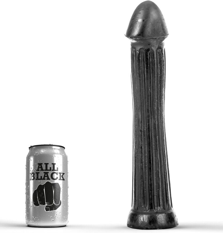 Dildo con Plug Anale All Black — PVC, 31 cm
