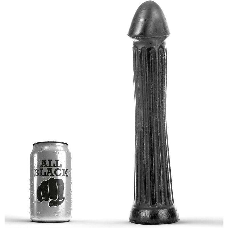 Dildo con Plug Anale All Black — PVC, 31 cm
