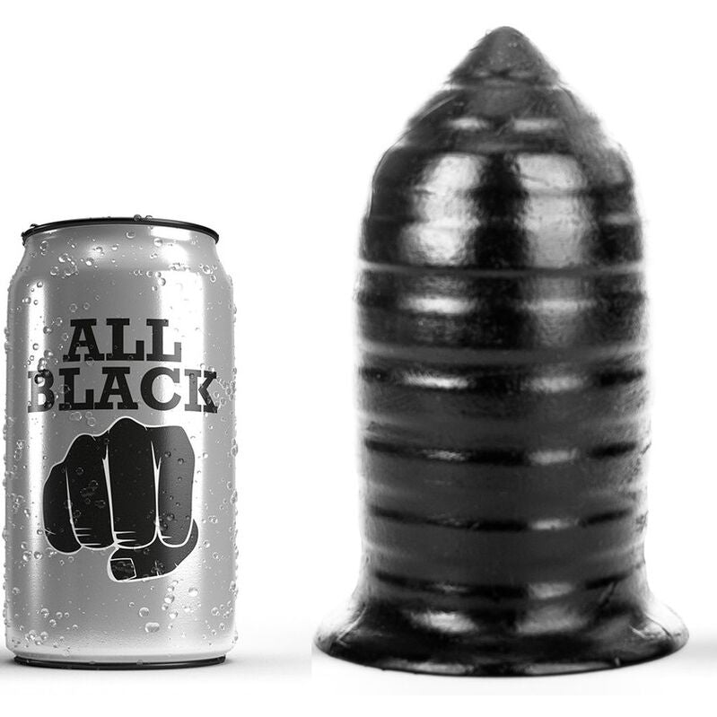 Plug Anale a Coste All Black — 16 cm
