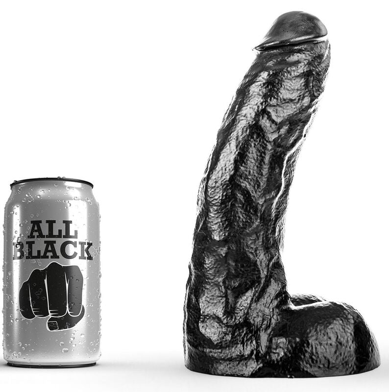 Dildo Realistico All Black Dong — PVC, 25,5 cm