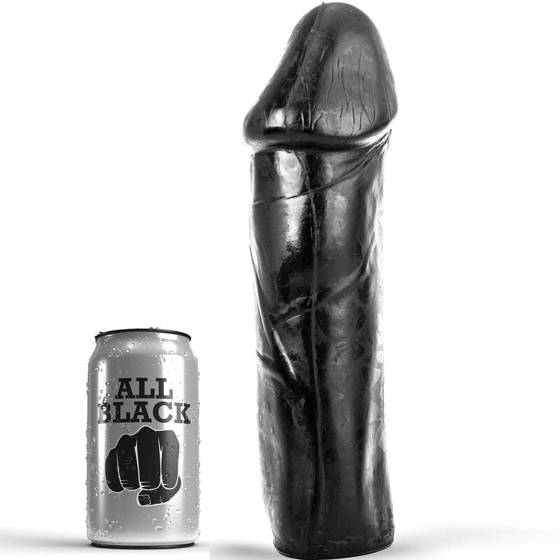 Dildo Realistico All Black Dong — Senza Testicoli, 28 cm