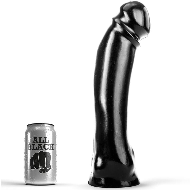 Dildo Realistico All Black Dong — PVC, 33 cm