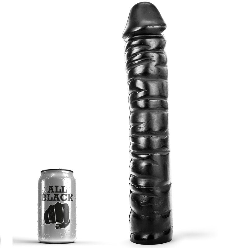 Dildo Realistico All Black Dong — PVC, 38 cm