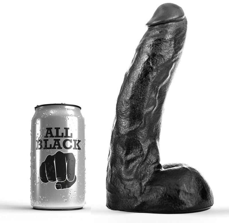 Dildo Realistico All Black Dong — PVC Flessibile, 22 cm