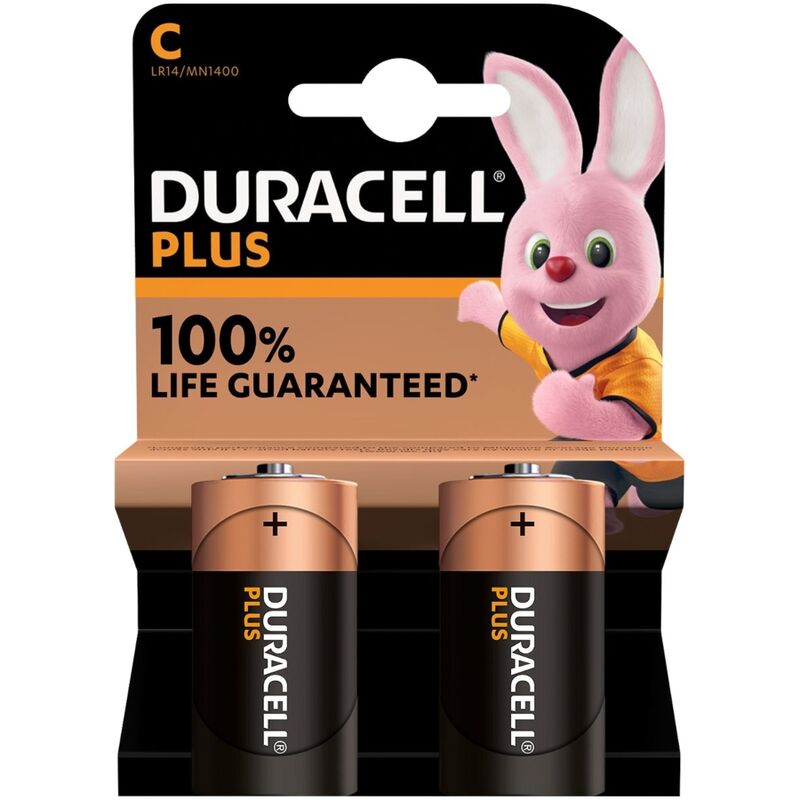 Batterie Alcaline C LR14 Duracell Plus Power — 2 Unità