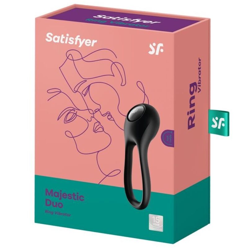 Anello Fallico Vibrante Doppio Satisfyer Majestic Duo — Nero