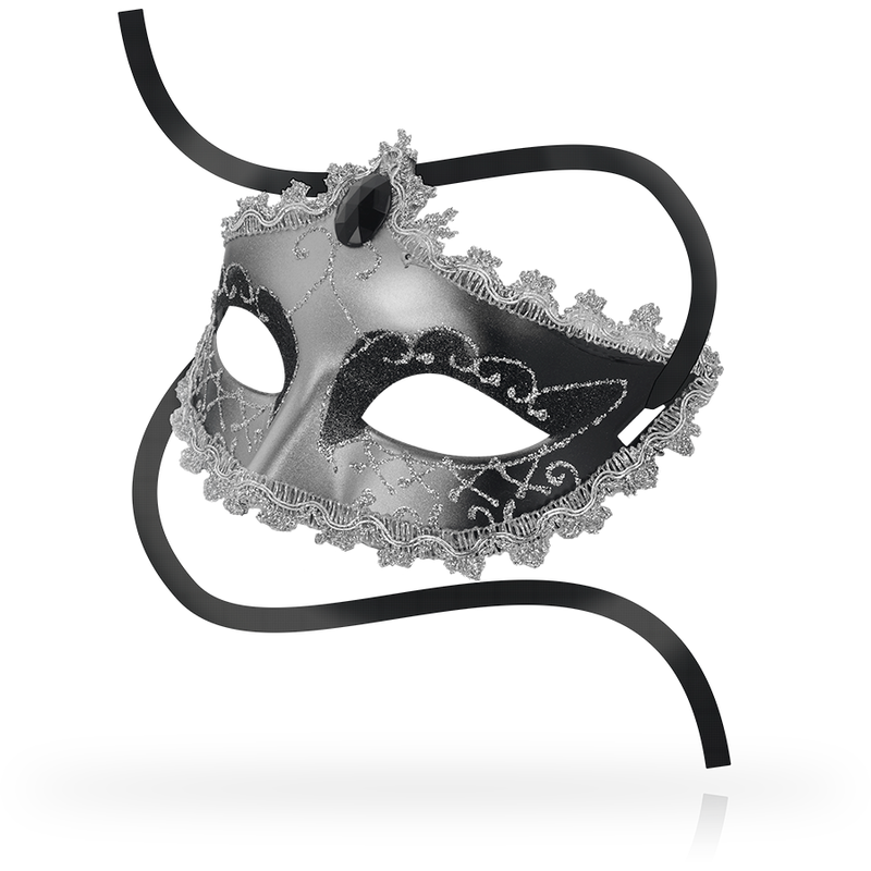 Maschera Erotica Veneziana Ohmama Diamond — Nera e Grigia