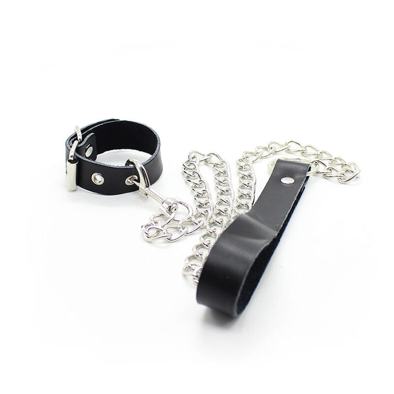 Collare Pene con Cinturino Pelle Ohmama Fetish — Catena Metallo