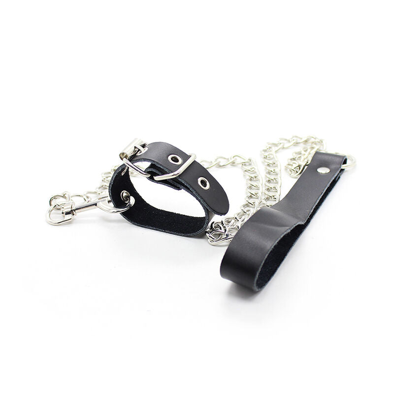 Collare Pene con Cinturino Pelle Ohmama Fetish — Catena Metallo