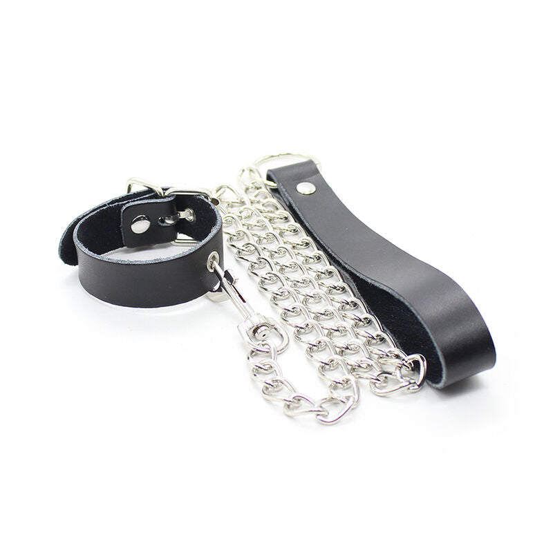 Collare Pene con Cinturino Pelle Ohmama Fetish — Catena Metallo