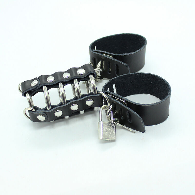 Gabbia per Pene BDSM Ohmama Fetish — Anelli Metallo e Cinturini Pelle