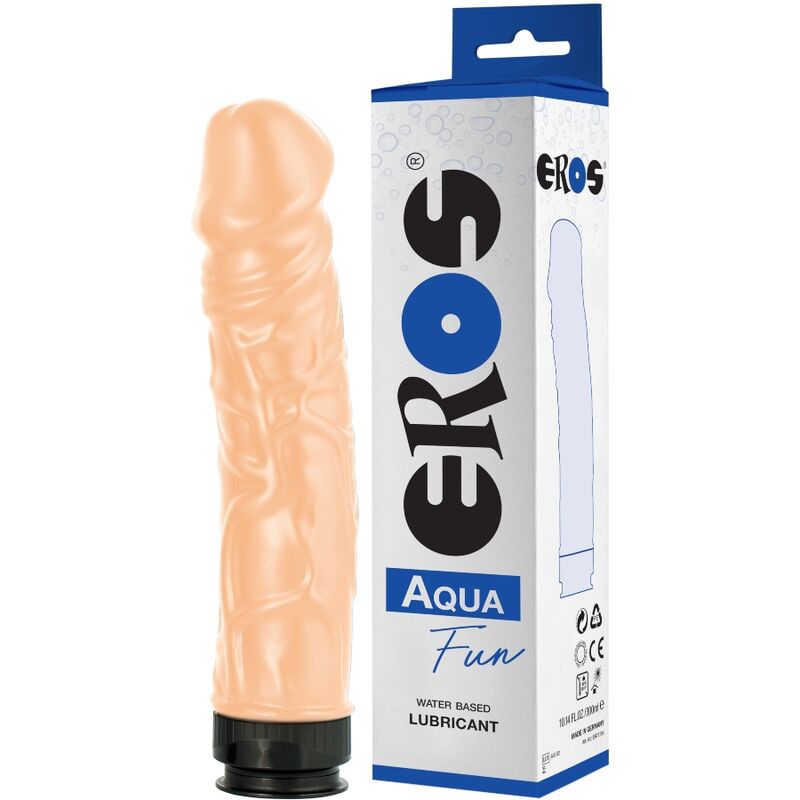 Dildo Realistico con Lubrificante Eros Aqua Fun — 23,5 cm, 300 ml