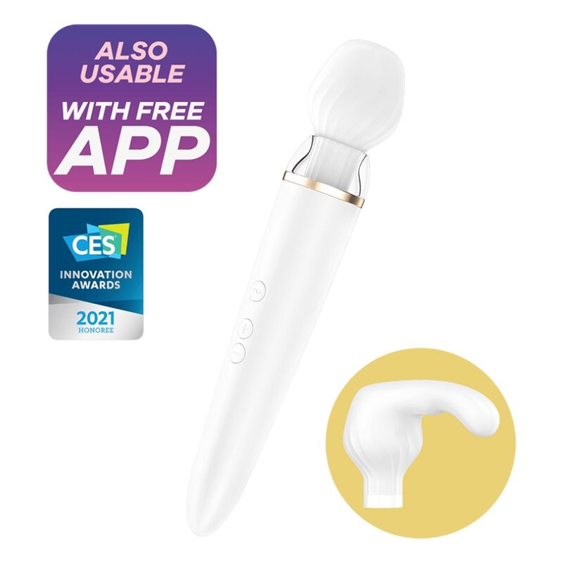 Vibratore Wand Satisfyer Double Wand-er — App, 2 Testine