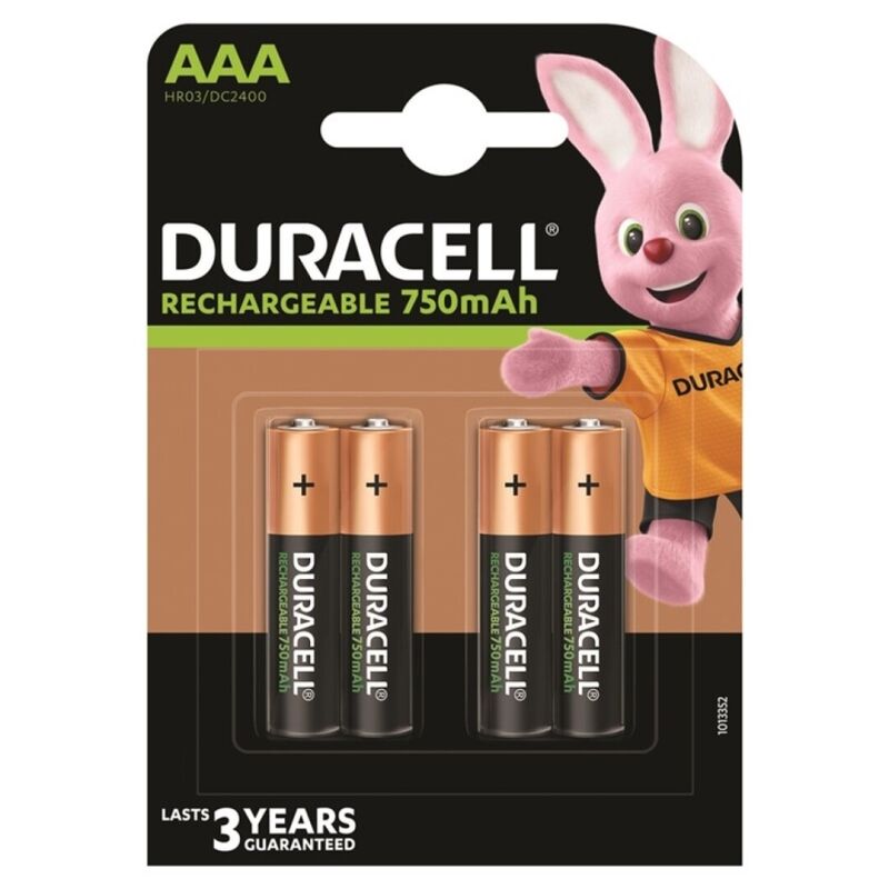 Batterie Ricaricabili AAA Duracell HR03 — 750 mAh, 4 Unità