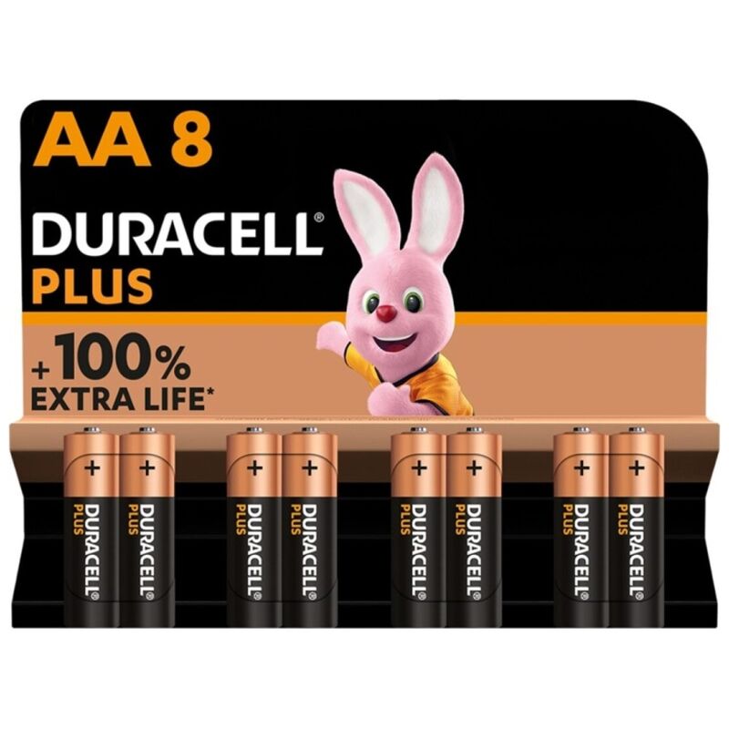 Batterie Alcaline AA Duracell Plus Power 100 LR6 — 8 Unità