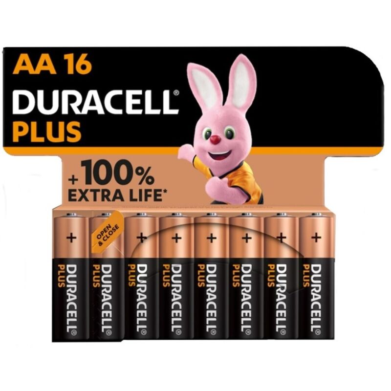 Batterie Alcaline AA Duracell Plus Power — 16 Unità